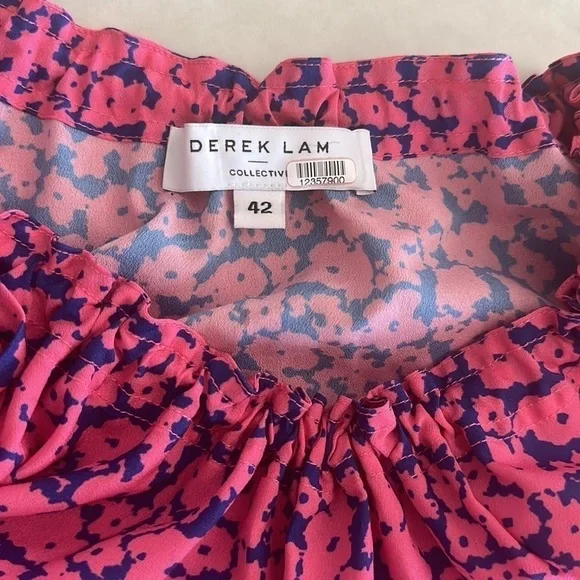 DEREK LAM Pink Floral Print Short Sleeve Blouse​ - Picture 10 of 10